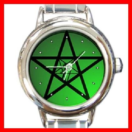 Green Pentacle Round Italian Charm Wrist Watch 259