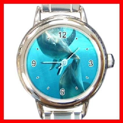 Dolphins Kiss Sea Round Italian Charm Wrist Watch 263