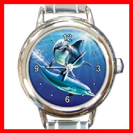 Dolphins Sea Round Italian Charm Wrist Watch 264