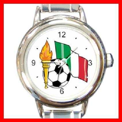 ITALY Flag Soccer Football Round Italian Charm Wrist Watch 266