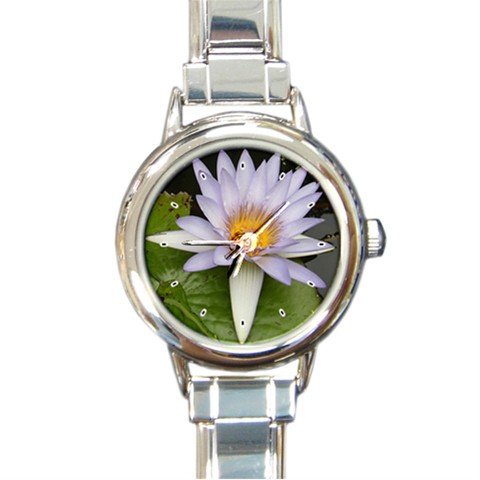 Purple Lily Flower Round Italian Charm Wrist Watch 273