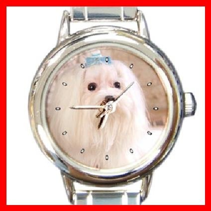 MALTESE Dog Pet Animal Round Italian Charm Wrist Watch 276