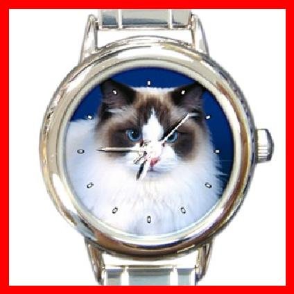 Cute Cat Kitty Pet Animal Round Italian Charm Wrist Watch 283