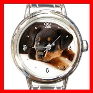 Rottweiler Puppy DOG Pet Animal Round Italian Charm Wrist Watch 306
