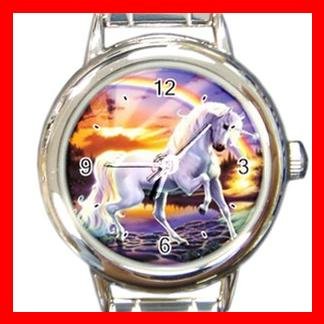 RAINBOW UNICORN Myth Round Italian Charm Wrist Watch 309