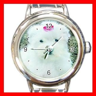 Maltese DOG Pet Animal Round Italian Charm Wrist Watch 323