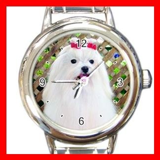 Maltese DOG Pet Animal Round Italian Charm Wrist Watch 324