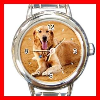 Golden Retriever DOG Pet Animal Round Italian Charm Wrist Watch 348