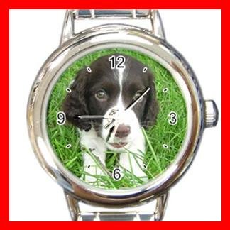 English Spring Spaniel Dog Pet Animal Round Italian Charm Wrist Watch 357