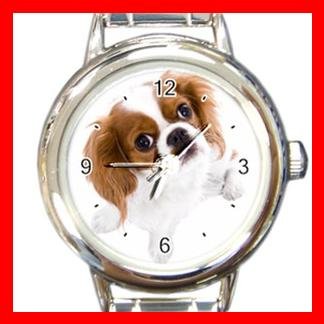 Cavalier King Charles Spaniel Dog Pet Animal Round Italian Charm Wrist Watch 361