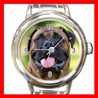 Bullmastiff Dog Pet Animal Round Italian Charm Wrist Watch 364