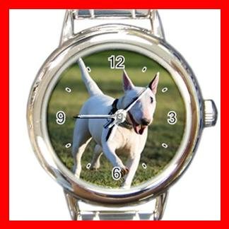 Bull Terrier Dog Pet Animal Round Italian Charm Wrist Watch 365