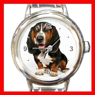Basset Hound Dog Pet Animal Round Italian Charm Wrist Watch 370