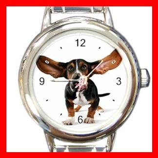 Basset Hound Dog Pet Animal Round Italian Charm Wrist Watch 371