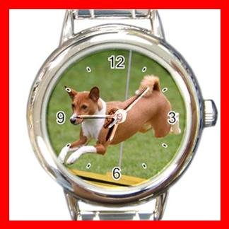 Basenji Dog Pet Animal Round Italian Charm Wrist Watch 373
