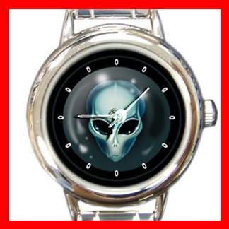 Alien Face UFO Space Round Italian Charm Wrist Watch 374