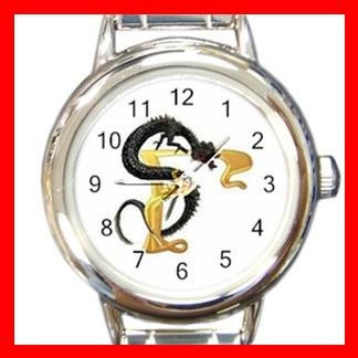 Dragon Letter F Fantasy Round Italian Charm Wrist Watch 379