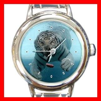 Tiger Under Water Animal Round Italian Charm Wrist Watch 384