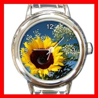 Sunflower Flower Round Italian Charm Wrist Watch 385