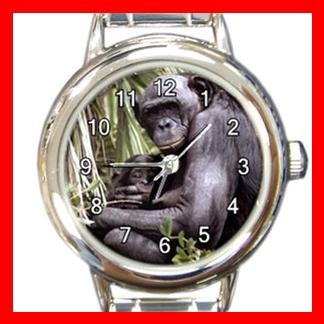 Bonobo Chimpanzee Animal Round Italian Charm Wrist Watch 388