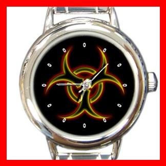 Biohazard Golden Bio Hazard Round Italian Charm Wrist Watch 408