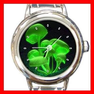 Green Shroom Mushroom Hobby Round Italian Charm Wrist Watch 414