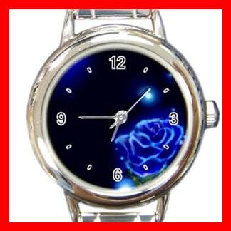 Blue Rose Flower Stylish Round Italian Charm Wrist Watch 419
