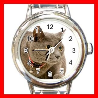 Chartreux Cat Pet Aniaml Round Italian Charm Wrist Watch 424