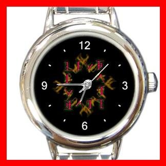 Love Hate Quad Ambigram Fun Round Italian Charm Wrist Watch 428