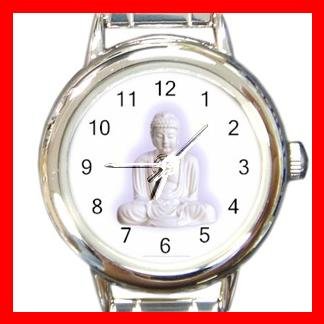White Buddha Buddhism Faith Round Italian Charm Wrist Watch 429