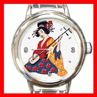 Geisha Geiko Janapese Art Round Italian Charm Wrist Watch 433