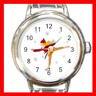 Ice Skating Sports Game Fun Round Italian Charm Wrist Watch 435