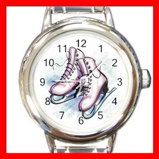 Ice Skating Sports Game Fun Round Italian Charm Wrist Watch 436