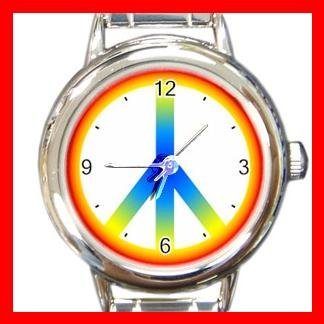 Tie Dye Peace Sign Hobby Fun Round Italian Charm Wrist Watch 439
