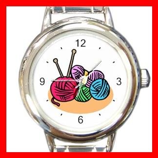 Knitting Yarn Craft Round Italian Charm Wrist Watch 442