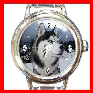 Siberian Husky Hunting Dog Round Italian Charm Wrist Watch 452