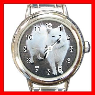 American Eskimo Dog Pet Round Italian Charm Wrist Watch 466