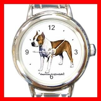 American Staffordshire Dog Pet Round Italian Charm Wrist Watch 471