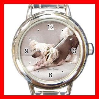 Chinese Crested Dog Pet Round Italian Charm Wrist Watch 474