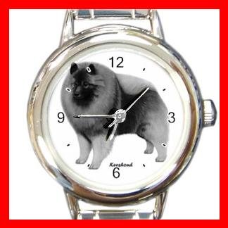 Keeshond Dog Pet Round Italian Charm Wrist Watch 480