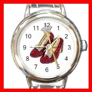 Wizard of Oz Ruby Slipper Round Italian Charm Wrist Watch 484