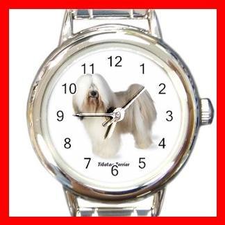 Tibetan Terrier Dog Pet Round Italian Charm Wrist Watch 487