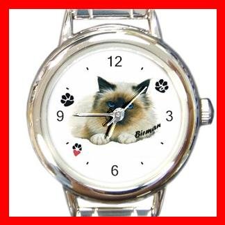 Cute Birman Cat Kitty Pet Round Italian Charm Wrist Watch 508