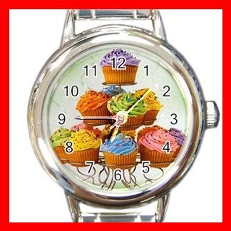 CUPCAKES FOODDESSERT KITCHEN Round Italian Charm Wrist Watch 510