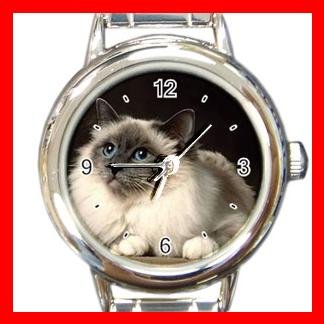 Birman Cat Kitty Pet Round Italian Charm Wrist Watch 511