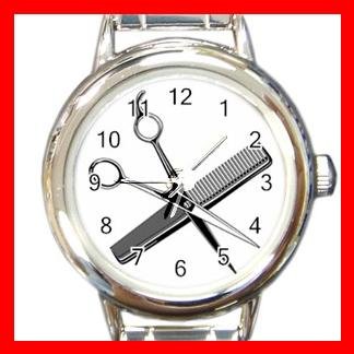 BARBER SCISSORS COMB Round Italian Charm Wrist Watch 512