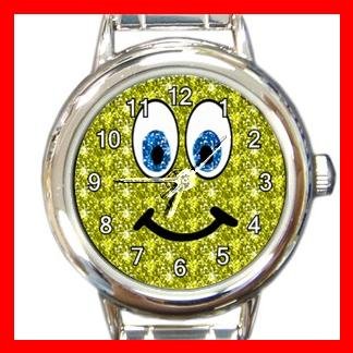 Yellow Smiley Face Smile Round Italian Charm Wrist Watch 514