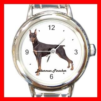 Doberman Pinscher Dog Animal Pet Round Italian Charm Wrist Watch 520