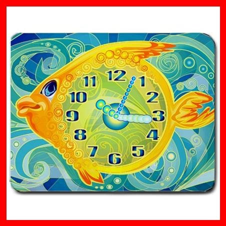 Golden Fish Clock Hobby Fun Mouse Pad MousePad Mat 025
