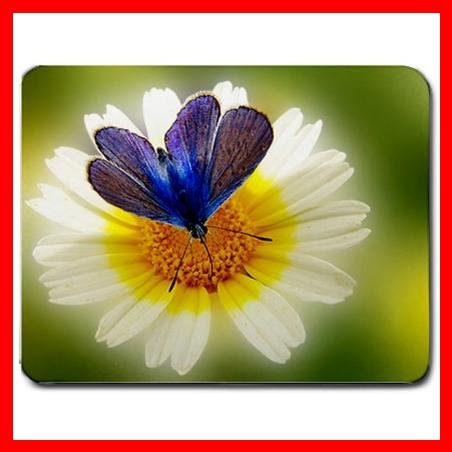 Blue Butterfly On Flower Mouse Pad MousePad Mat 034